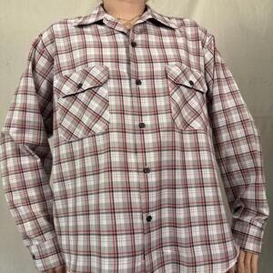 Vintage Sears Work Shirt – Red & Gray Plaid – Size Large